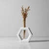 Vaso Solitário Hexa de Cimento Branco Artesanal | Aleta