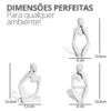 Estatuetas Pensadoras de Cimento Branco — Jogo com 3 Peças