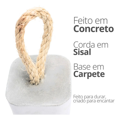 Calço de Porta em Concreto Cinza Quadrado — Kit com 4