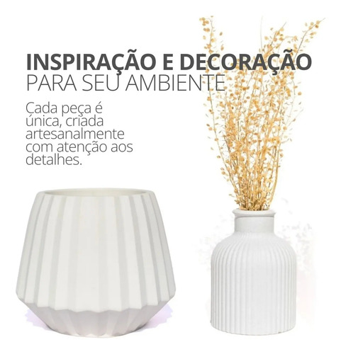 Vaso Decorativo de Cimento Kit com 2 Peças — Diamante e Mini Garrafa