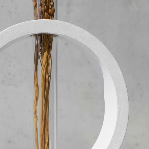 Vaso Solitário Decorativo Anel Branco em Vidro Tubo