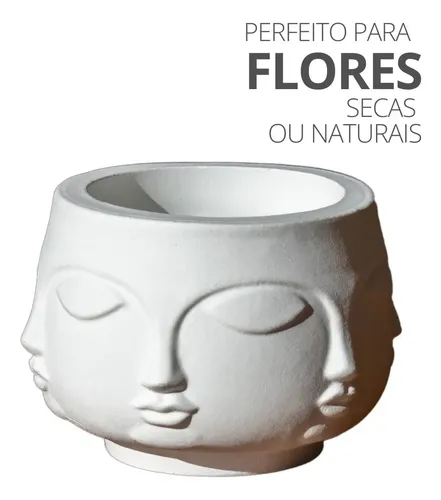 Vaso Decorativo Tarsila Artesanal em Cimento Branco Egípcio