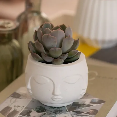 Vaso Decorativo Tarsila Artesanal em Cimento Branco Egípcio