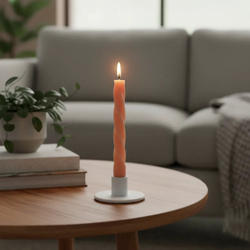 Castiçal Artesanal de Cimento Branco para Decoração