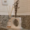Vaso Cubo Decorativo Branco com Tubo de Vidro Solitário