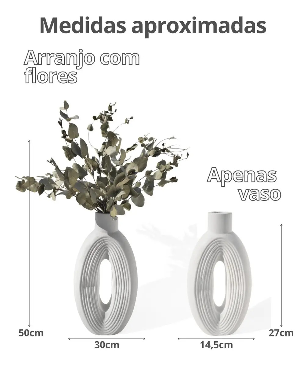 Arranjo de Flores Secas com Vaso Eclipse de Cimento