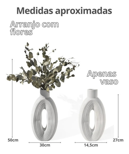 Arranjo de Flores Secas com Vaso Eclipse de Cimento