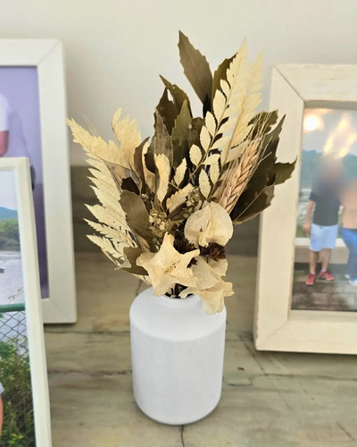 Arranjo De Flores Secas Decorativo Vaso Garrafa Cilíndrico