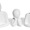 Estatuetas Decorativas Família em Cimento Branco — Jogo com 3 Peças