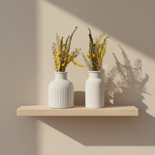 Vaso Decorativo de Cimento com Flor Seca — Conjunto 2 Peças