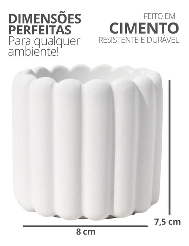 Vaso Decorativo de Cimento Branco Tulipa para Plantas e Flores