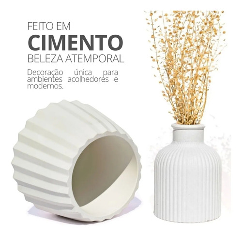 Vaso Decorativo de Cimento Kit com 2 Peças — Diamante e Mini Garrafa