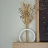 Vaso Solitário Decorativo Anel Branco em Vidro Tubo