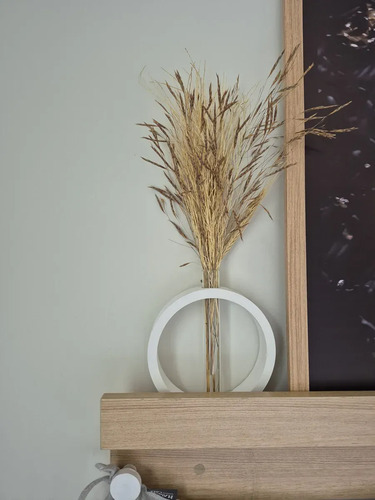 Vaso Solitário Decorativo Anel Branco em Vidro Tubo