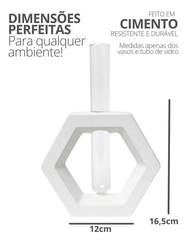 Vaso Solitário Hexa de Cimento Branco Artesanal | Aleta