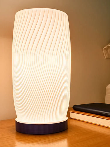 Luminária de Mesa Vórtice em Cimento Branco com LED Inclusa
