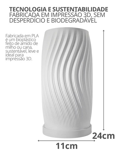 Luminária de Mesa Vórtice em Cimento Branco com LED Inclusa