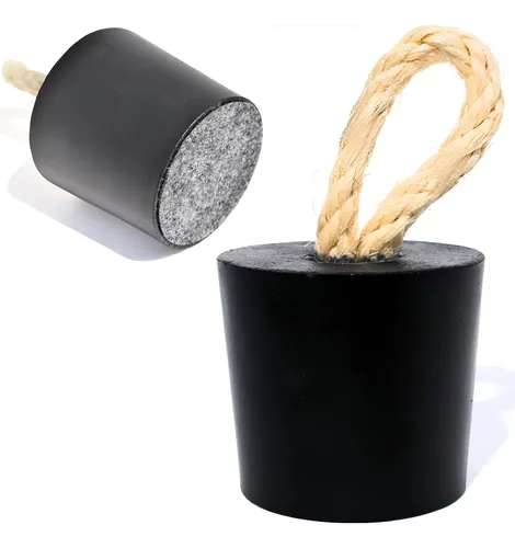 Calço de Porta Artesanal em Concreto Preto Fosco — Kit com 2