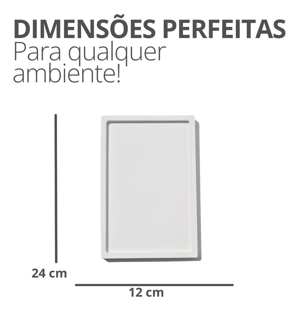 Bandeja de Cimento Branco Retangular Artesanal Aleta