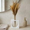 Vaso Cubo Decorativo Branco com Tubo de Vidro Solitário