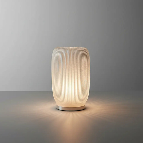 Abajur Aura em Cimento Branco com Cristal e Lâmpada LED