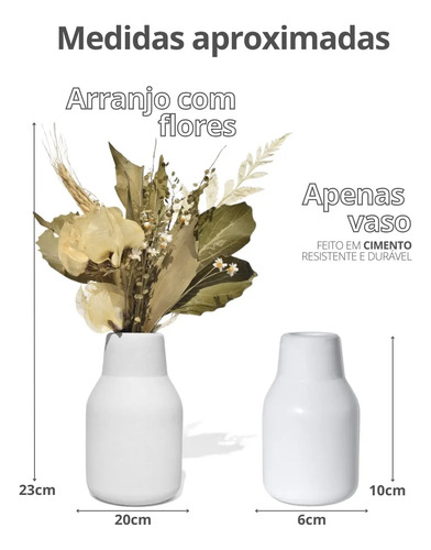 D_907079-MLB90453888199_082025-O.jpg Arranjo de Flores Secas em Vaso de Cimento Garrafa Retrô