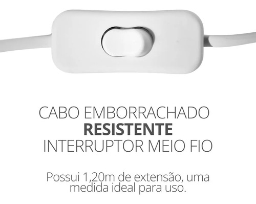 Abajur Aura em Cimento Branco com Cristal e Lâmpada LED