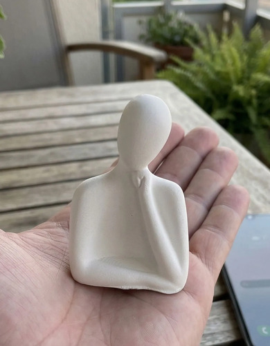 Estatuetas Decorativas Família em Cimento Branco — Jogo com 3 Peças