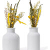 Vaso Decorativo de Cimento com Flor Seca — Conjunto 2 Peças