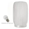 Abajur Aura em Cimento Branco com Cristal e Lâmpada LED