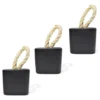 Peso de Porta de Concreto Quadrado Preto Fosco — Kit com 3
