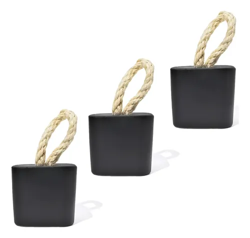 Peso de Porta de Concreto Quadrado Preto Fosco — Kit com 3