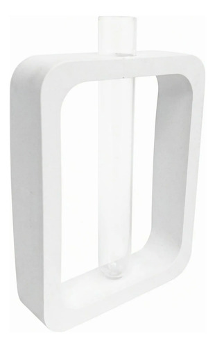 Vaso Solitário Retangular de Cimento Branco Artesanal