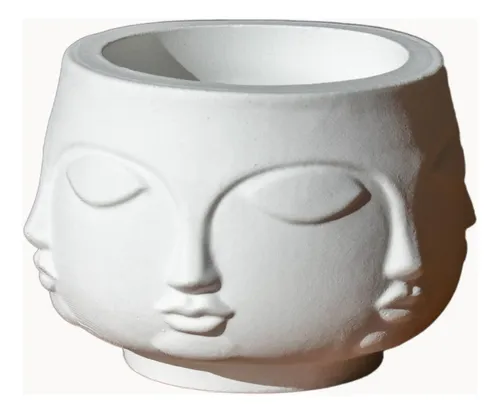 Vaso Decorativo Tarsila Artesanal em Cimento Branco Egípcio