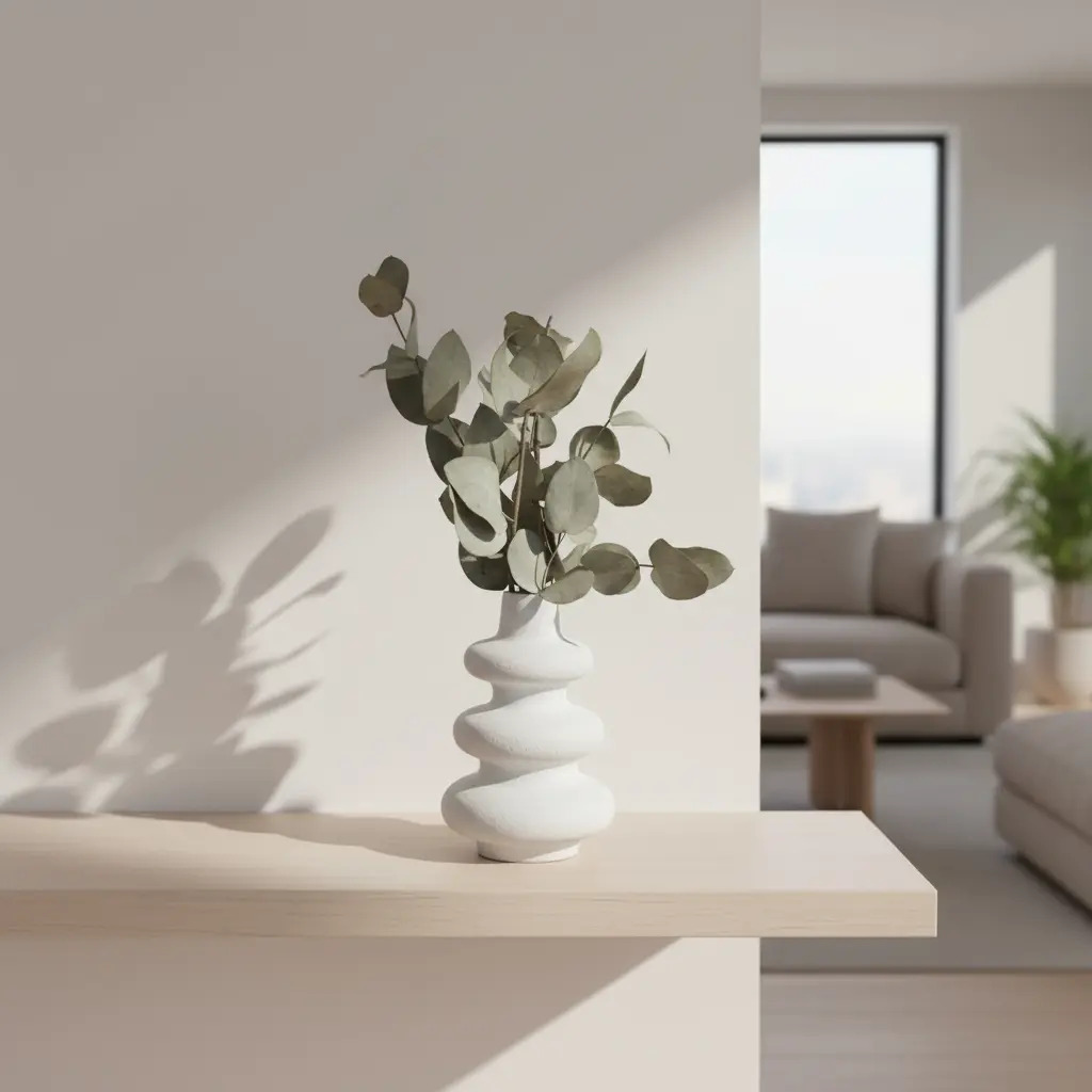 Arranjo de Flores Secas em Vaso Flow 19cm de Cimento