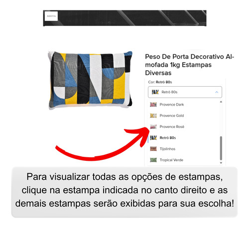Peso de Porta Decorativo em Formato de Almofada — Estampas Diversas