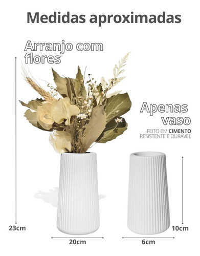 Arranjo de Flores Secas em Vaso de Cimento com Listras