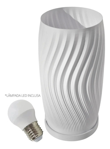D_980703-MLB88421398598_072025-O.jpg Luminária de Mesa com Abajur Branco e Lâmpada Inclusa