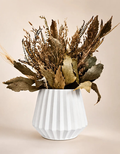 Vaso de Cimento Branco Diamante Artesanal | Aleta