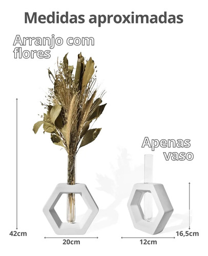 D_992058-MLB90041271897_082025-O.jpg Arranjo de Flores Secas com Vaso Hexagonal de Cimento