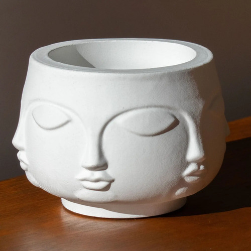Vaso Decorativo Tarsila Artesanal em Cimento Branco Egípcio