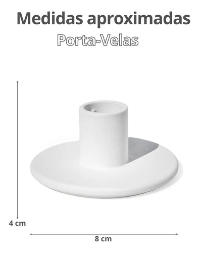 Castiçal Artesanal de Cimento Branco para Decoração