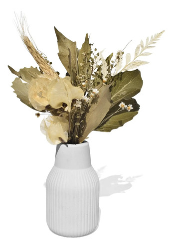D_995336-MLB89646681194_082025-O.jpg Arranjo de Flores Secas em Vaso de Cimento Listrado Retrô
