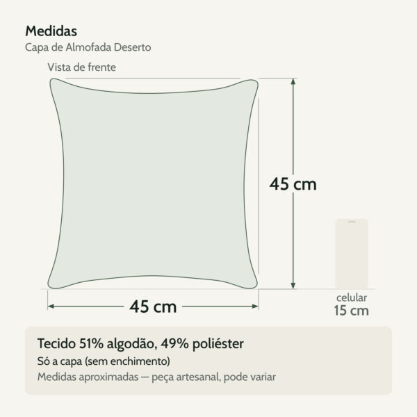 Medidas — Capa de Almofada 45x45cm Deserto Aleta Decor Minimalista