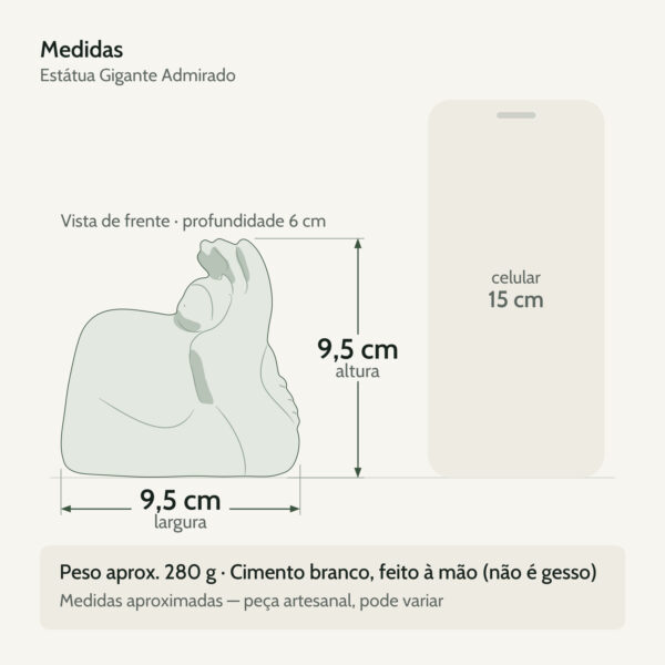 Medidas — Estátua Decorativa Gigante Admirado Artesanal 9,5×9,5 cm Em Cimento
