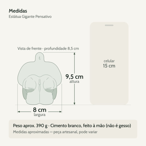 Medidas — Estátua Decorativa Gigante Pensativo Artesanal 9,5×8,5cm Em Cimento