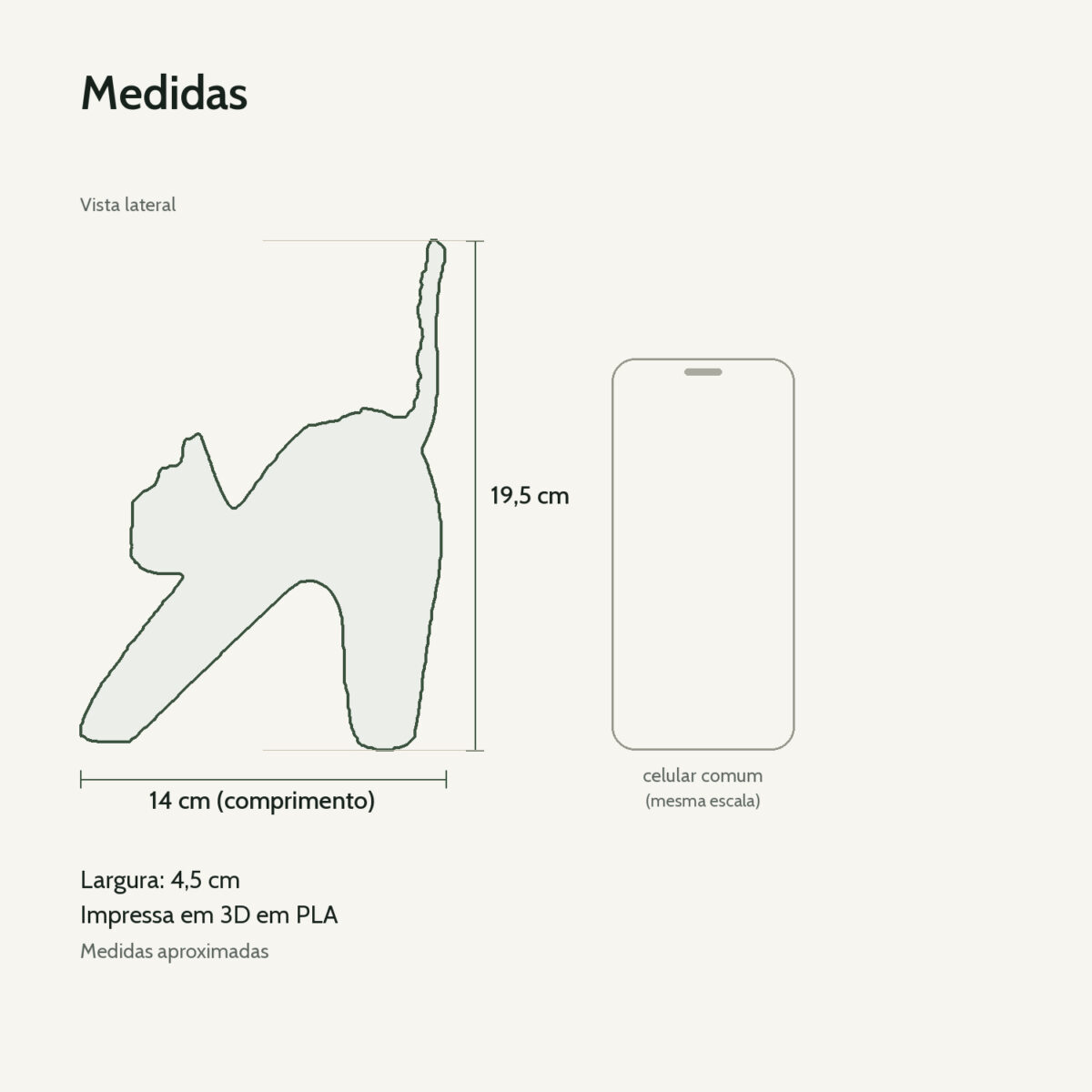 Estatueta Gato Minimalista Branca Impressa em 3D, medidas Estatueta Gato Minimalista Branca Impressa em 3D, medidas