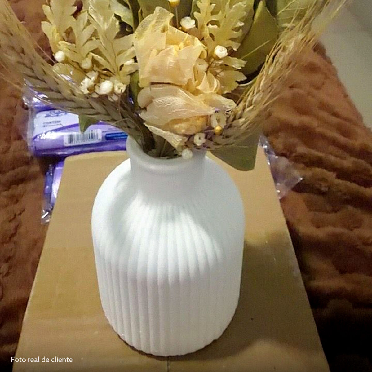 Arranjo de Flores Secas Olivia em Vaso de Cimento Branco - Vintage Listras Foto real de cliente: Arranjo de Flores Secas Olivia em Vaso de Cimento Branco, vaso Vintage Listras