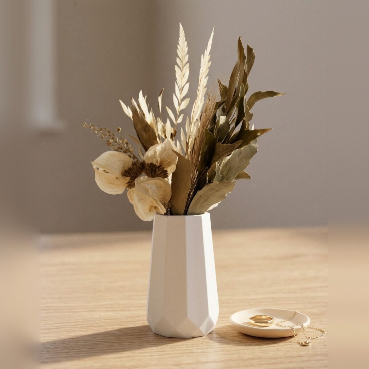 Mini Garrafa Losangos Artesanal 10x6cm em Cimento Branco