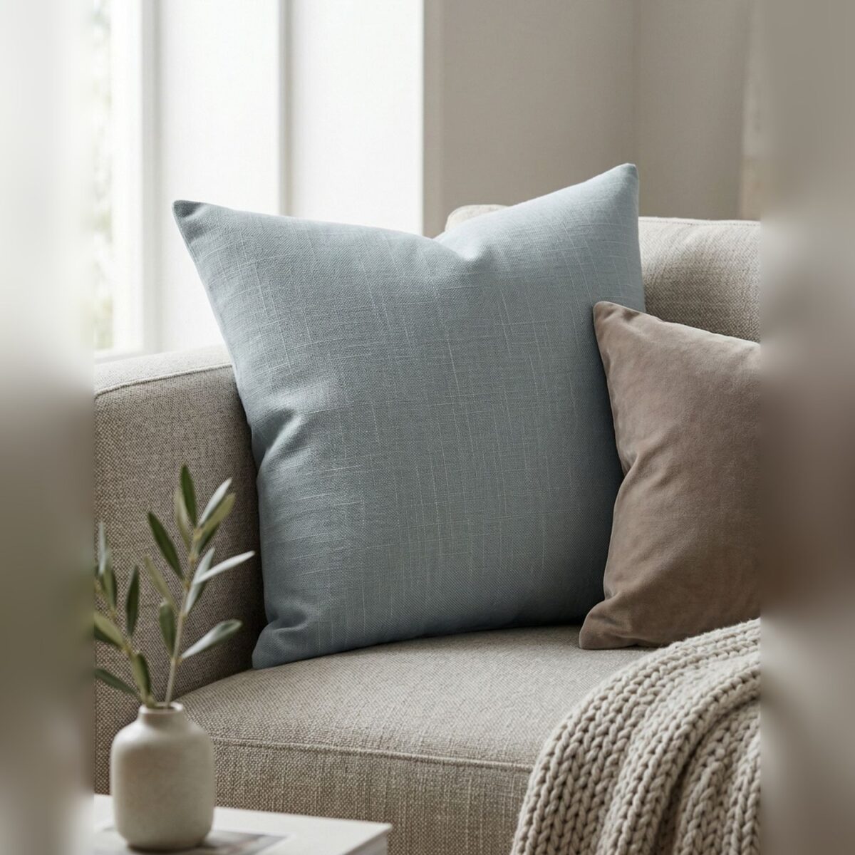 Capa de Almofada 45x45cm Oliveira Aleta Decor Minimalista